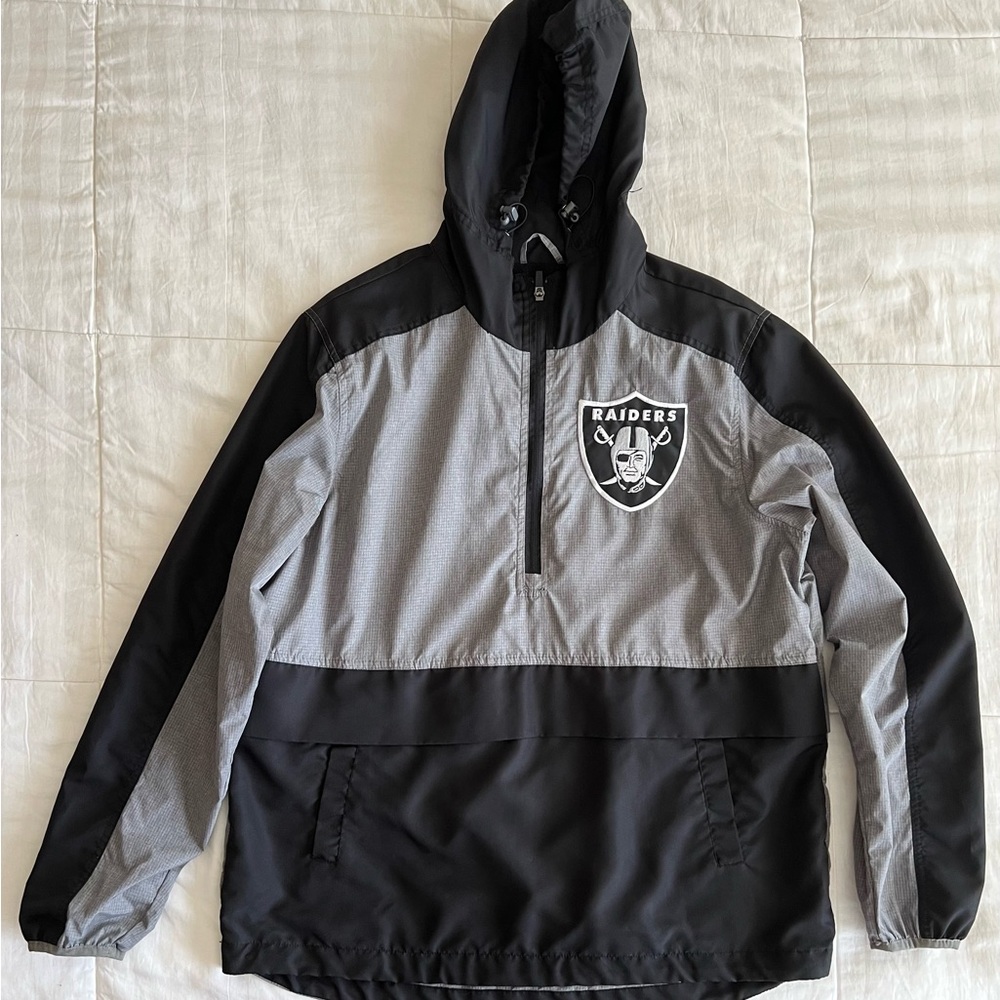 Raiders Black and Gray Windbreaker Jacket